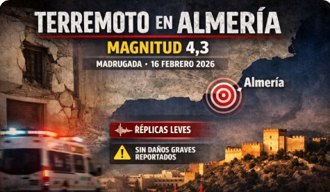  Un terremoto de magnitud 4,3 sacude Almería a primera hora de la mañana sin daños graves

 – Panorama 24