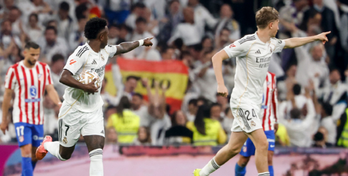  Vinícius mantiene al Real Madrid al acecho del Barça con un doblete ante el Atlético

 – Panorama 24