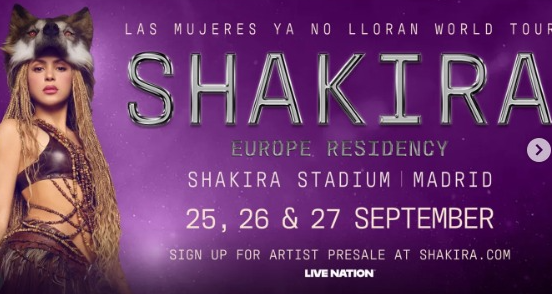  Shakira confirma conciertos en España con estadio exclusivo 

 – Panorama 24